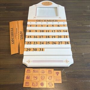 Vintage Wood Perpetual Calendar White Photo Our Family Grandma Granny Cottage